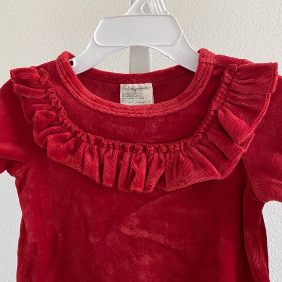 First Impressions Baby Girls Ruffle-Neck Velour Top Size 3-6 Months Long Sleeves - Picture 2 of 3